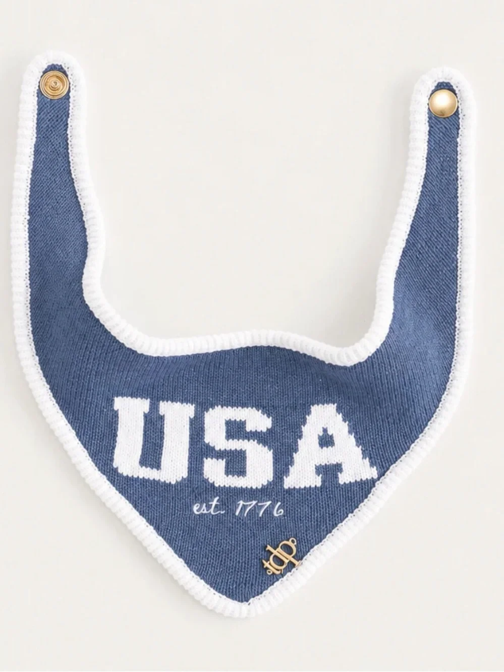 Blue USA Patriotic Dog Bandana - Knit Triangle Scarf for Dogs Size XXS NWT